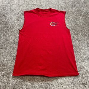 Unbranded Shirt Adult Small Red Cut Off Sleeves Tank Henderson Senior Games Logo